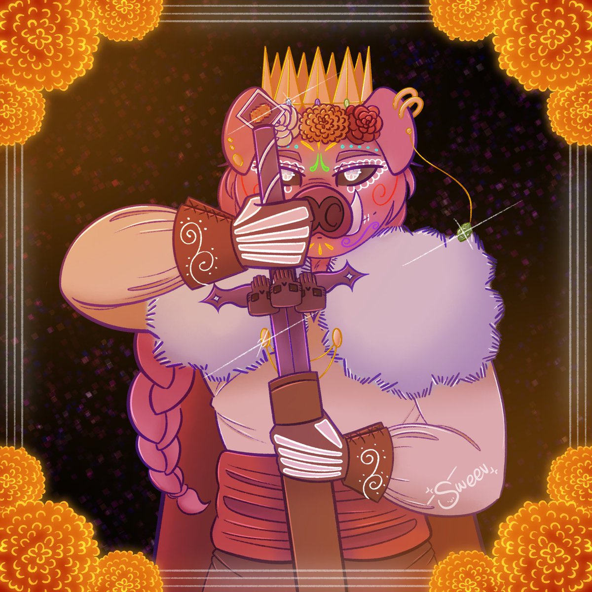 Cempasúchil petals for a mighty soul.

(¡Feliz Día de los Muertos, y’all!)

#technobladefanart