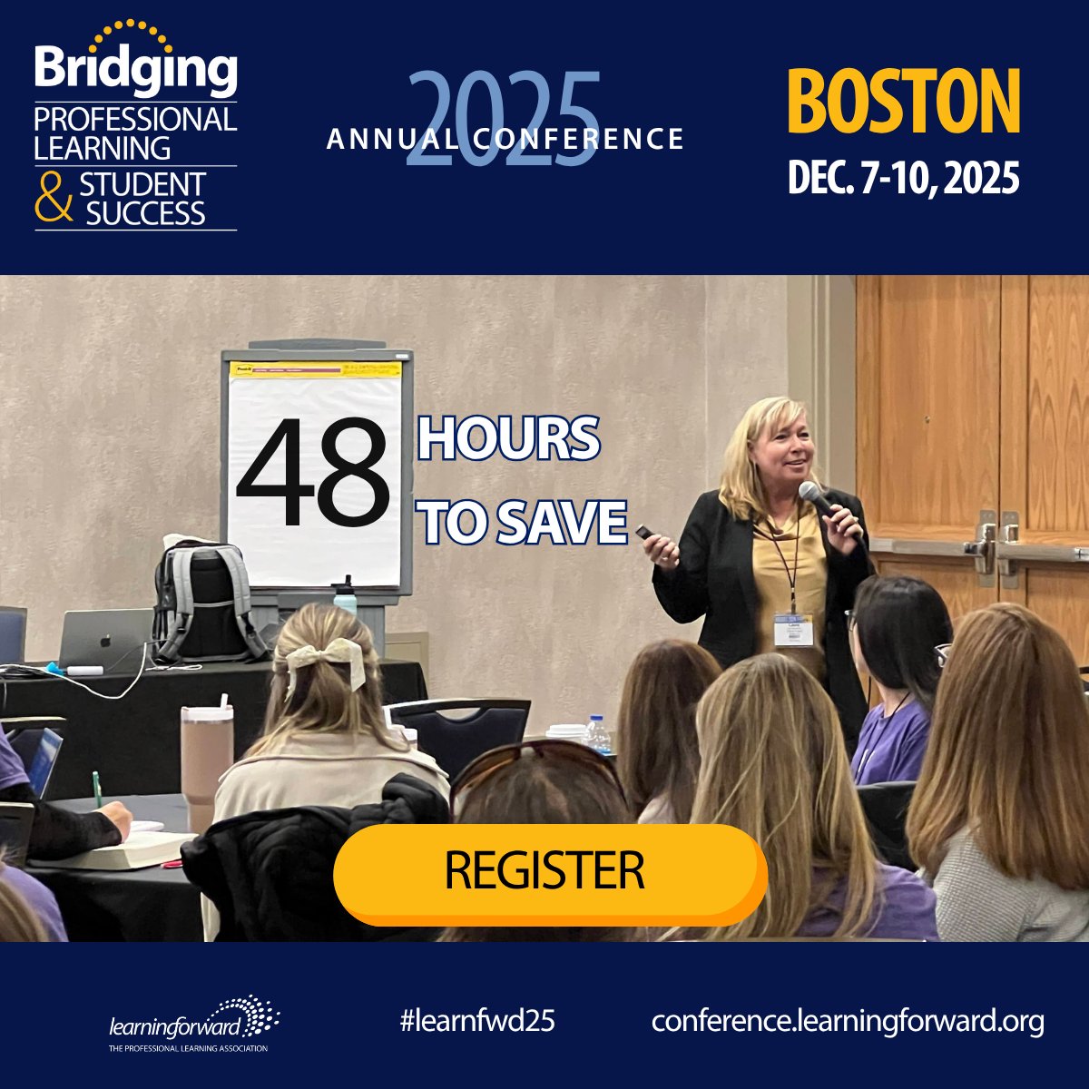 LearningForward's tweet image. Only 48 hours to save! Early bird registration for #LearnFwd25 closes November 4 at midnight. Secure your spot at THE conference for professional learning and save up to $640. Join us in Boston for 270+ sessions, expert speakers, and a community committed to student success.