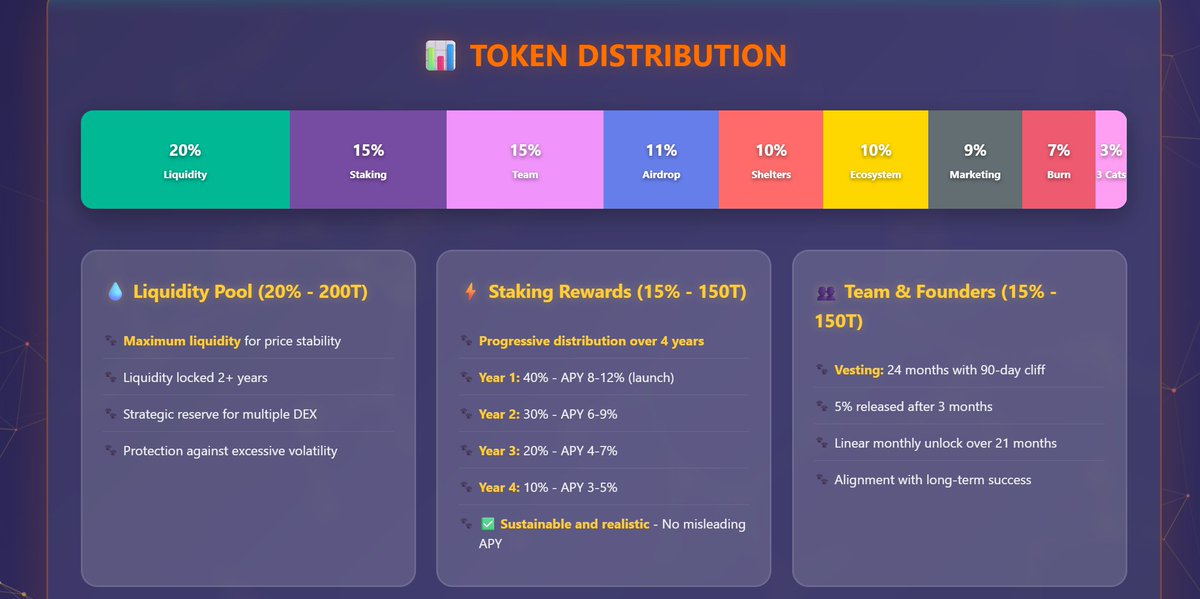 catdom999's tweet photo. 🐱 EXCLUSIVE INFO:
CATDOM Token Distribution! 🐱 We believe in total transparency. Here's how our tokens are allocated:
Designed for sustainability, community growth, and real impact!
The feline revolution is built on solid foundations! 💪
#CATDOM #Tokenomics #Transparency https://t.co/kM3l1dcrxs