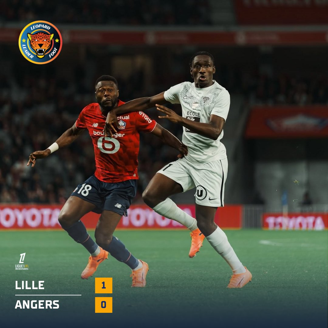 🇫🇷 [𝑳𝒊𝒈𝒖𝒆 𝟏] Lille assure l’essentiel face à Angers !

Lille s’impose sur la plus petite des marges (1️⃣-0️⃣) face à Angers à domicile.
Chancel Mbemba 🇨🇩 a disputé l’intégralité du match, tandis que Ngalayel Mukau 🇨🇩 est entré en fin de rencontre pour les dernières minutes de