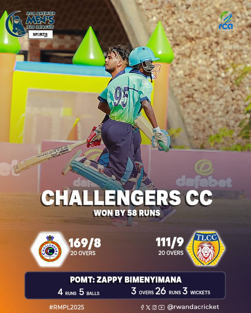 RwandaCricket's tweet image. Today&apos;s  Results on RCA Men’s T20 Premier League
#RCAMensT20PremierLeague 
#RwandaCricket 
#GrowingWithEveryStep