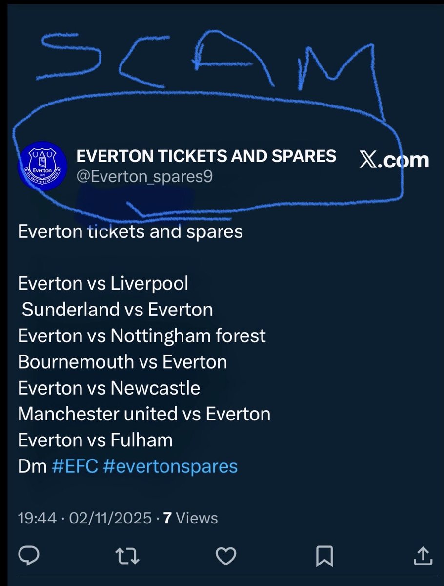 danielagoudakos's tweet photo. 🚨‼️🚨SCAMMER ALERT! 

Watch out Blues! 
@LivEchoEFC help me take these scammers out! 
They are the worst of the worst! https://t.co/SR8mh0tgd3