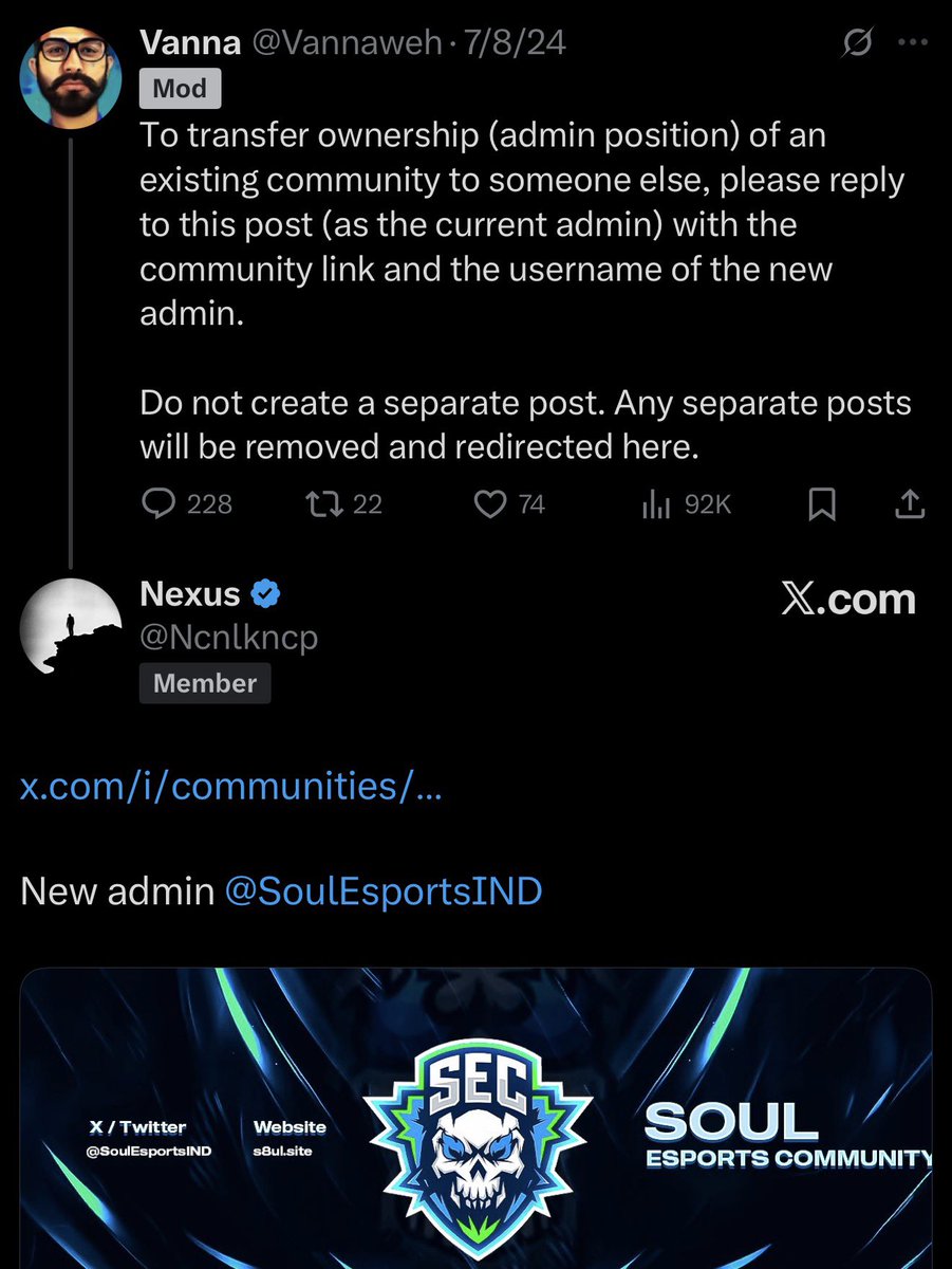Been seeing all the chaos around Soul/S8UL lately. Honestly, I’m over it. I’ve been offline most of the time and things haven’t been handled right, so I’ve decided to pass the ownership to a neutral party who can take care of it better.

Cheers 🙂‍↔️