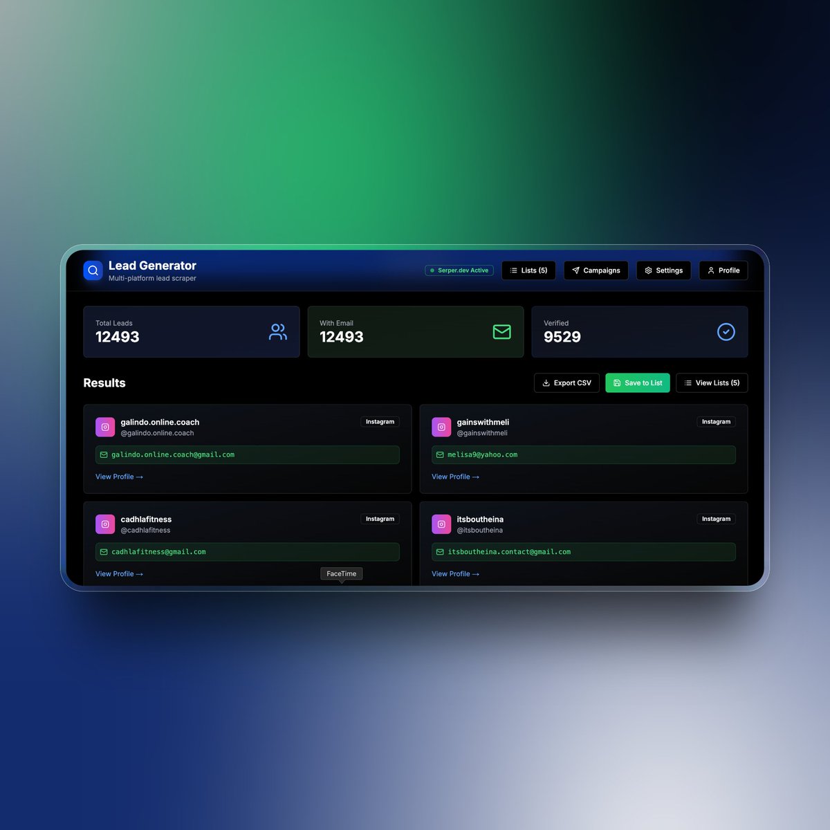 Just scraped 12,493 leads with verified emails. 9,529 are confirmed.

Lead gen is not dead. Cold outreach is just lazy.

Screenshot from my tool below.