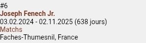 Le temps de Joseph Fenech Jr en tant que champion du monde BZW est officiellement terminé, suite à sa défaite face à Jacob Vadocq à Deadline, après 638 jours.

Que dire ? 

(Oui j'en viens à faire une publication, tellement que ce règne était légendaire car JFJR est un putain de