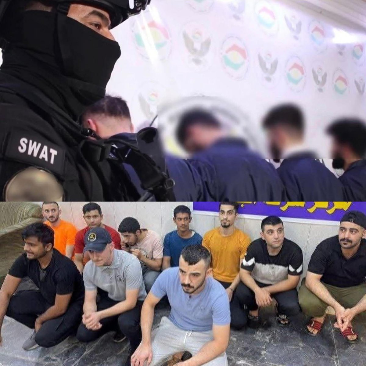 القوات الأمنية تلقي القبض على مجموعة من السوريين في منطقة حي الجامعة ببغداد بتهمة الترويج لجماعات إرهابية، كما أعلنت سلطات أربيل إلقاء القبض على 3 سوريين بتهمة دعم الإرهاب.

يعني شنسويلكم بعد؟ دماغ سزّيه! مو كافي؟ راح يصير سحلكم من أماكن عملكم، كفاكم ترويجًا للإرهاب يا سوريين