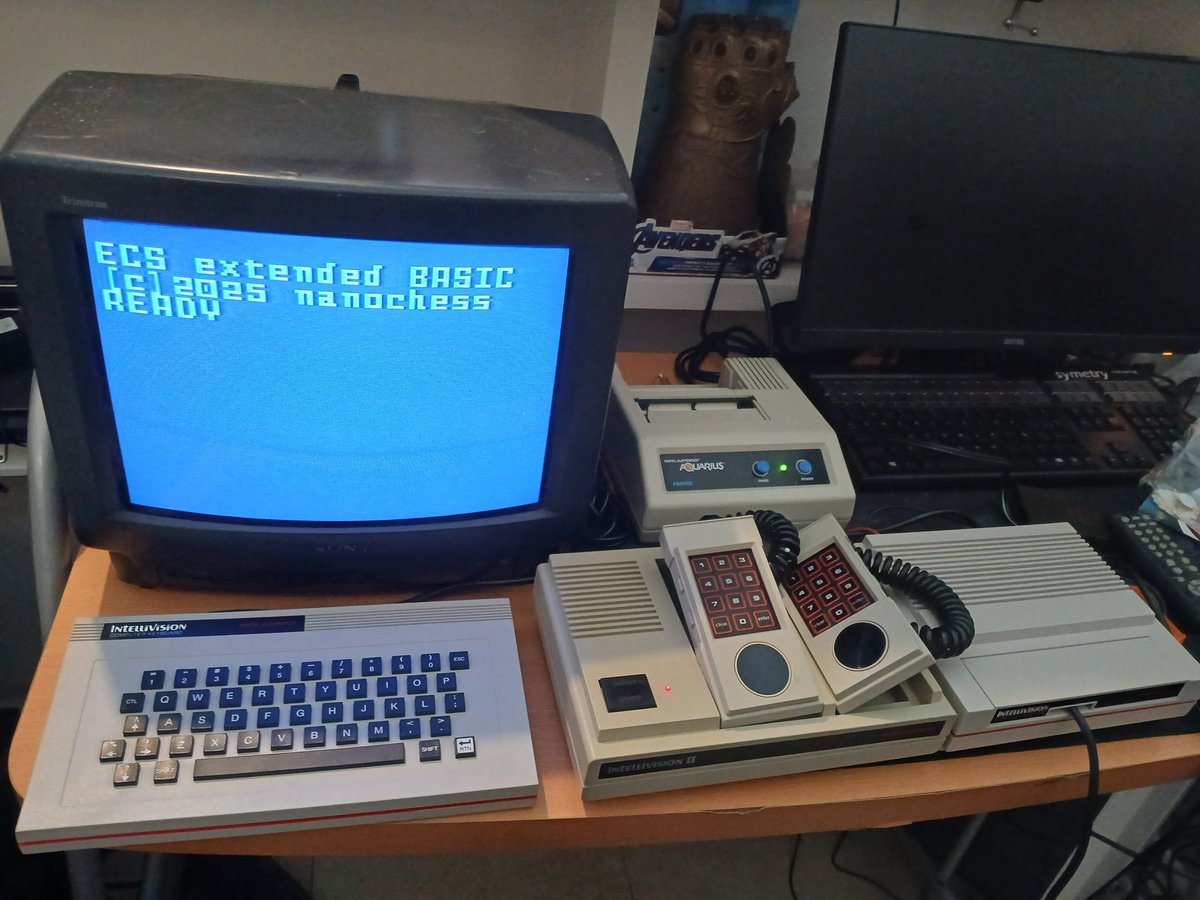 nanochess's tweet photo. @loudscotsbloke I'm using an Aquarius printer along my Mattel ECS and my newly developed BASIC interpreter for Intellivision 😁✌️ https://t.co/uOUGHqKLpb