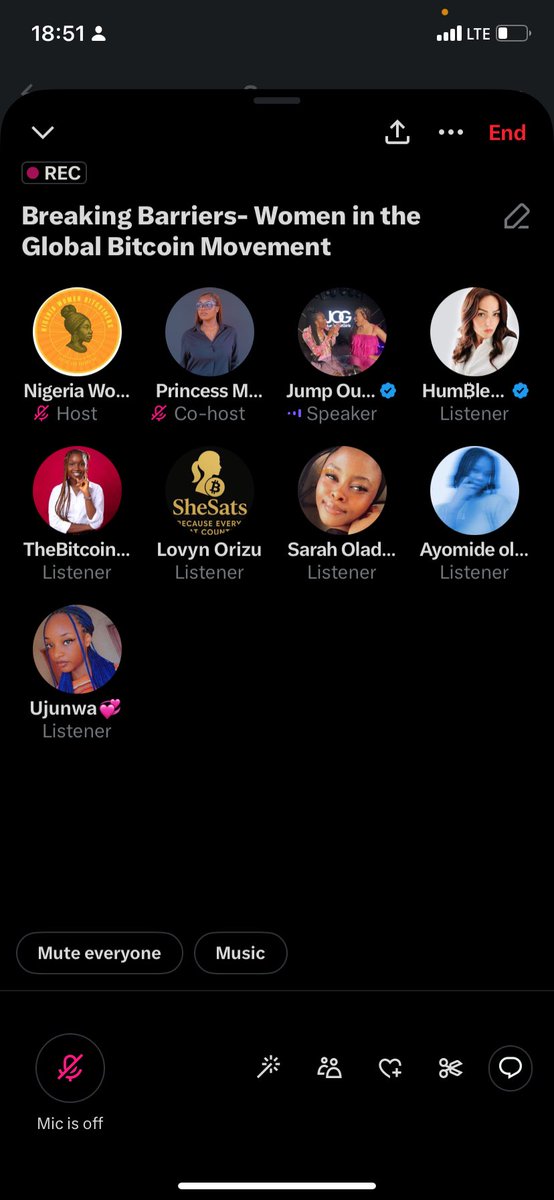 Two powerful conversations. One movement🧡.
I was a co-host on <a href="/citrusrate/">Citrusrate</a> featuring <a href="/bitcoinzaddy/">Damola21m⚡️🦀</a> who broke down Bitcoin knowledge in a relatable language and a host on <a href="/NigeriaWomenBTC/">Nigeria Women Bitcoiners</a> featuring <a href="/JumpOutGirls/">Jump Out Girls</a> who spoke on Women breaking barriers globally. 
This is growth 🙌🧡