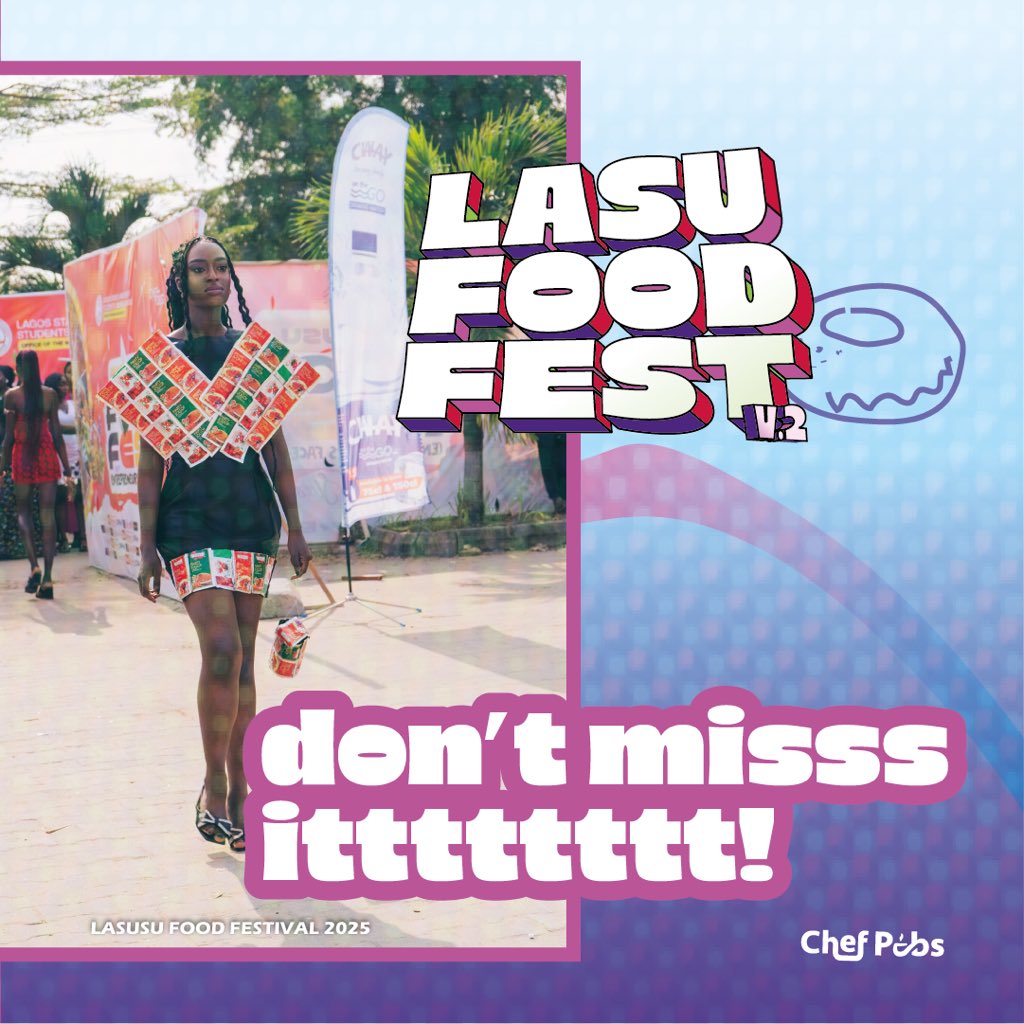 lasufoodfest's tweet image. 🔥 You missed the first one? Don’t make that mistake again!
LASU FOOD FEST 2.0 is back — bigger, tastier, and full of vibes! 💃🍲
Free food, competitions, masterclasses, fashion, and dance — all in one place!

📍 Lagos State University
🎟 FREE ENTRY (Compulsory registration