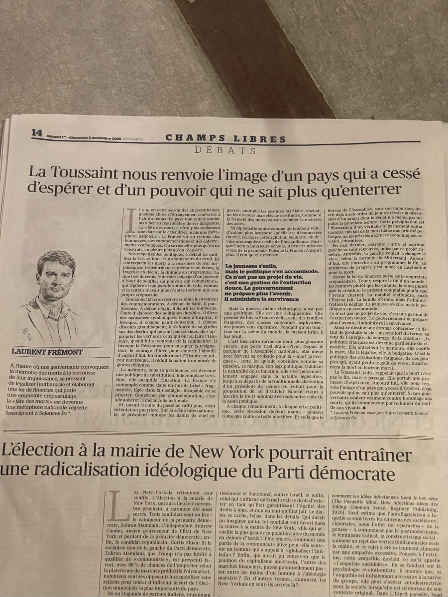Merci ⁦<a href="/LaurentFremnt/">Laurent Frémont</a>⁩ pour cette tribune qui ose dénoncer l'obsession de ⁦<a href="/YaelBRAUNPIVET/">Yaël Braun-Pivet</a>⁩ à pousser le texte mortifère visant à inscrire la mort provoquée dans le code de santé publique. Véritable acharnement euthanasique qui fait de la mort hâtée une priorité.