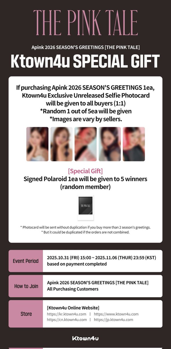 kpoponMYshopee's tweet image. [#pasarAPINK|🇲🇾] APINK 2026 Season&apos;s Greetings 

✅ KTOWN POB
🔗 s.shopee.com.my/4fo638xjVA

#APINK #에이핑크 #KOS_APINK