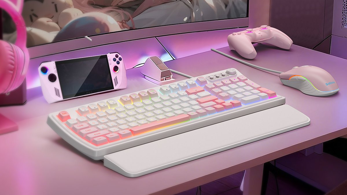 HSablute23906's tweet photo. Power in pink 💖
Mechanical feel, RGB glow, and soft wrist rest — where style meets comfort.
🎮 Plug in. Light up. Play on.
👉 https://t.co/MGSzCcCoVq
#PinkGaming #DeskSetup #RGBKeyboard https://t.co/j07GW9YPCA