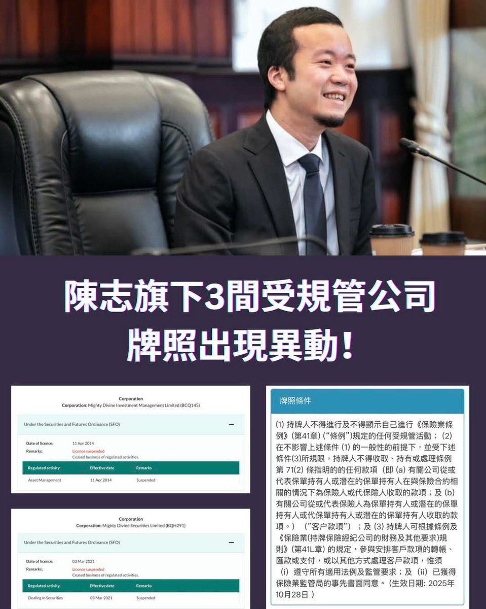 hk2019freehk's tweet image. 程總裁在國金89樓：#獨家 1. 柬埔寨詐騙華人首腦陳志（Chen Zhi）及太子集團（Prince Group）靠偷呃拐騙歛財千億，震撼全球，全球多處執法部門都已經沒收咗佢嘅資產，而香港作為陳志業務據點之一仲未表態，但原來regulator悄悄做緊嘢了。

2. 太子集團喺香港好多金融相關嘅regulated