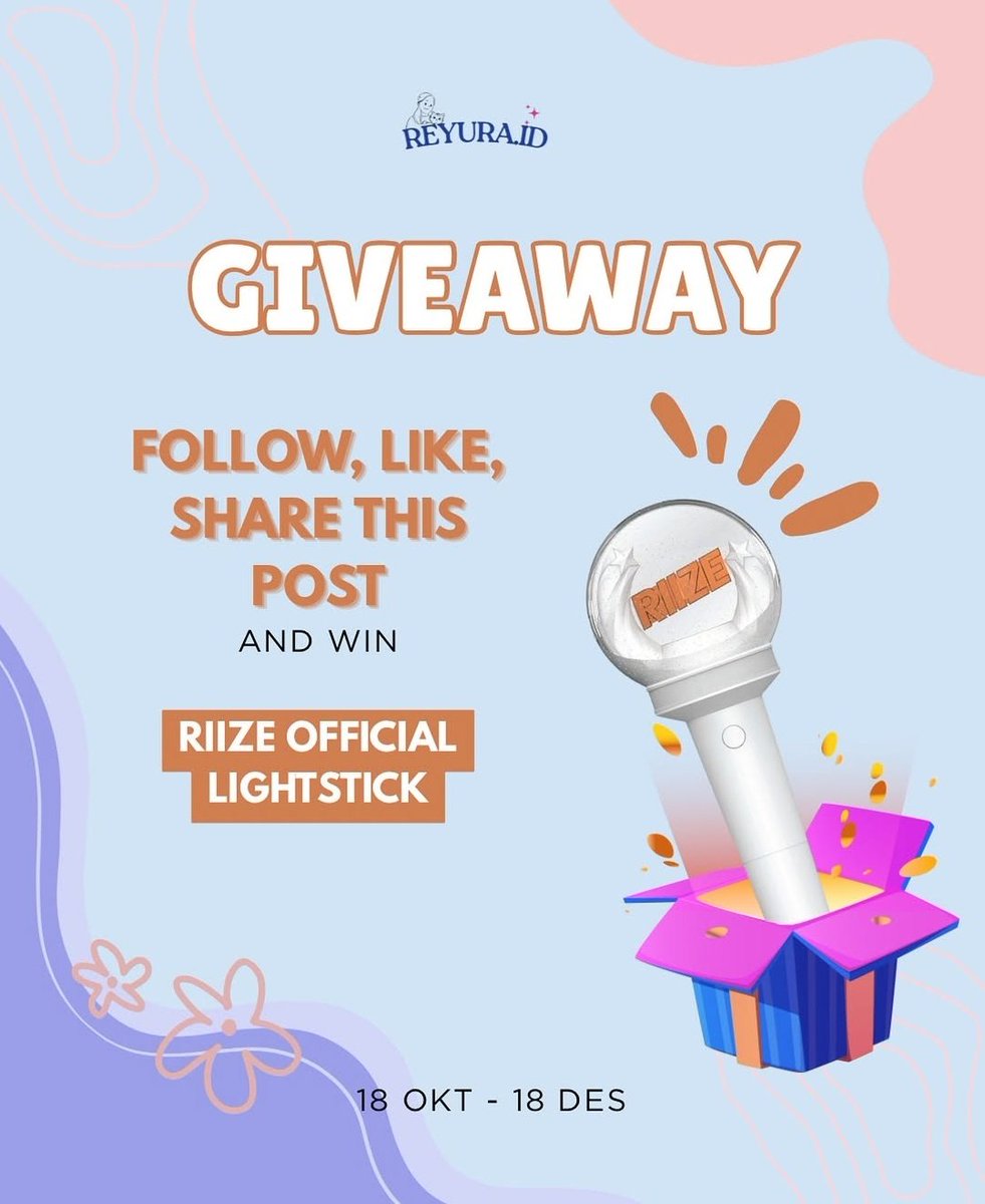 ˗ˏˋ ★ ˎˊ˗  Giveaway RIIZE Lightstick

Cara ikutannya bisa cek Instagram Reyura.id ada link di bio ya! 

t. giveaway ga ls riize