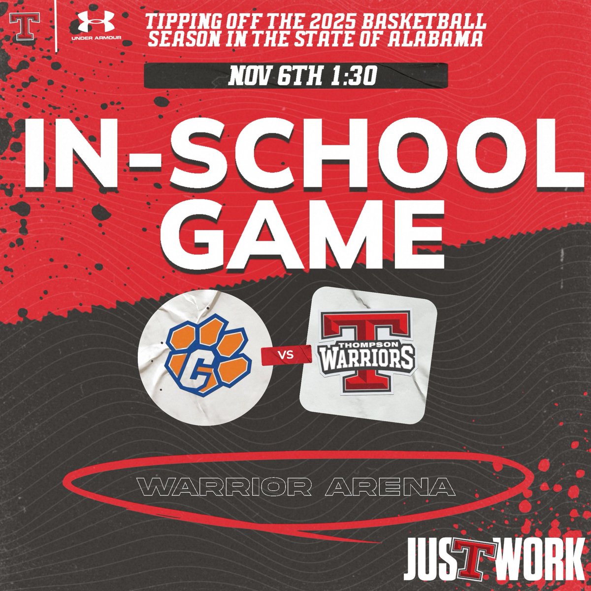 🚨 Major Announcement! 🚨

Your Thompson Warriors will officially tipoff the 2025 High School basketball season for the entire state of Alabama this Thursday at 1:30 PM! 

Pack out Warrior Arena #JustWork