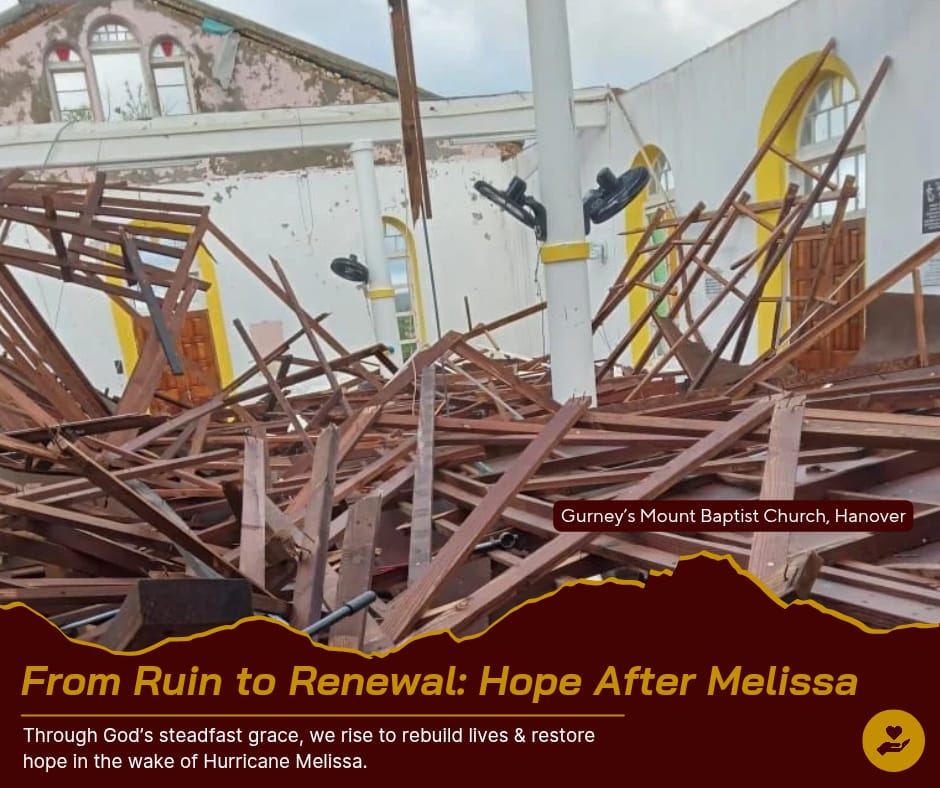 TheJBU's tweet photo. All across the island, but especially in the west, homes, manses, churches and schools have been destroyed. Stay tuned to our social media pages for images and stories from the survivors of Hurricane Melissa. Also look out for the different ways in which you can help. https://t.co/KlSmg8J6nV