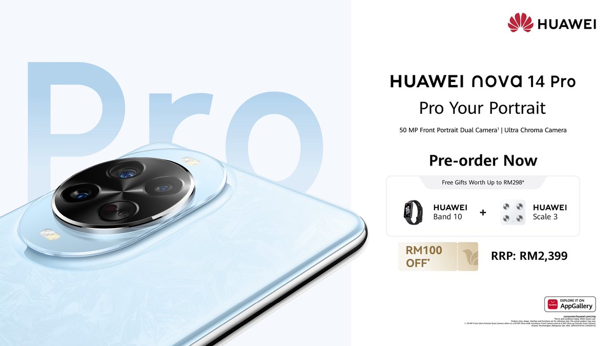 Meet the new #HUAWEInova14Pro. Equipped with 50 MP Front AI Portrait Dual Camera, it enables you to capture every angle from 0.8x to 5x zoom with stunning clarity, ensuring your selfies are always on point.

Learn more:
bit.ly/nova14Pro-FB-H…

#HUAWEIMY #HUAWEInova14Pro