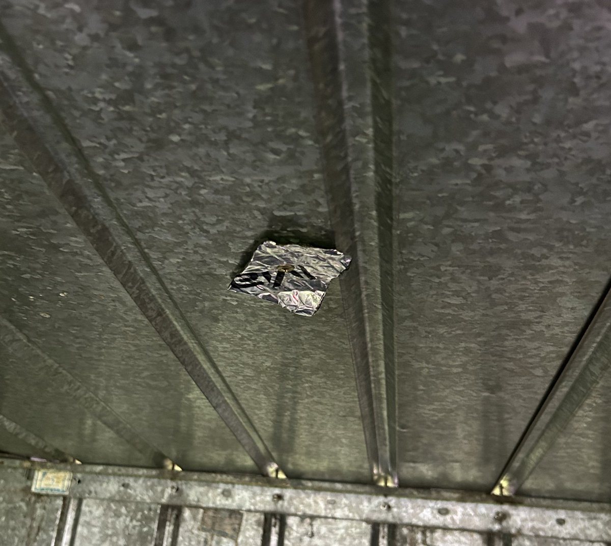 Rainy day in Melbourne. Discovered a small leak in the garden shed. Promptly plugged with a screw and butyl rubber sound deadening off cut. Happy days.
