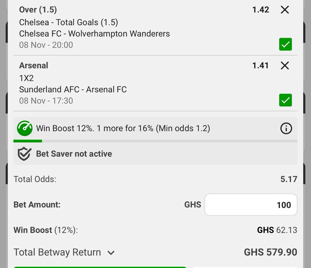 5 odds rollover week 1 🍏👏🏻

100ghc&gt;&gt;&gt; 500ghc

BW1E516FF9