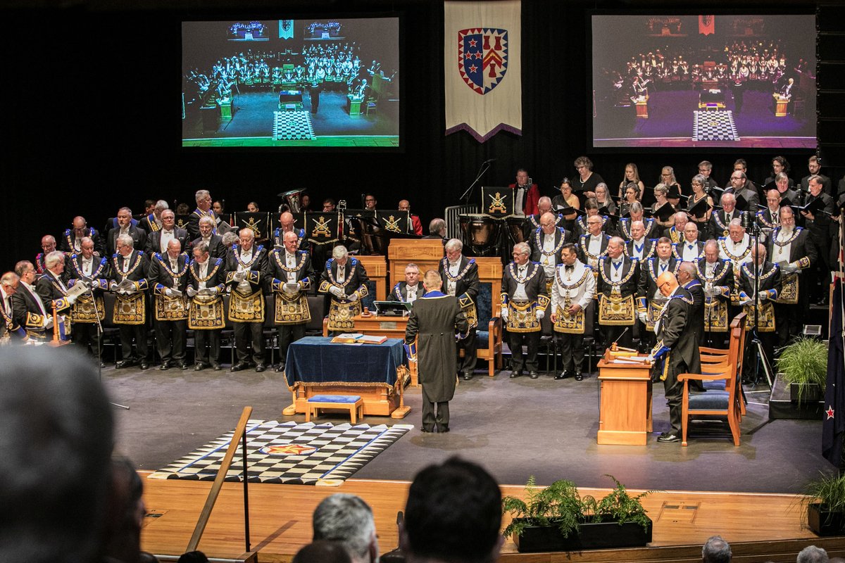 The Grand Lodge of New Zealand - Grand Installation 2025. freemasonsnz.org

MW Bro Paul Chappel, Grand Master 2025-2028, at Christchurch Town Hall on his Installation, along with the investiture of Officers of Grand Lodge.