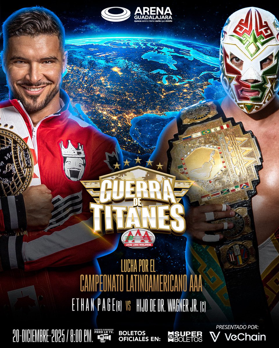 luchalibreaaa's tweet image. .@OfficialEGO  vs @hijodewagner por el Campeonato Latinoamericano AAA en #GuerraDeTitanes 

20 de diciembre, Arena Guadalajara