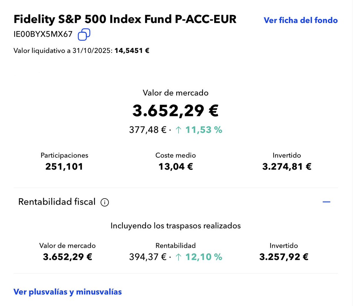 CrecerFinanzas2's tweet image. Empezamos noviembre cumpliendo como debe ser 🫡

💰+250€ a mi fondo del SP500📈

🚀Superamos el 11% de rentabilidad desde junio 2025 

Paso a paso, mes a mes. La constancia construye el futuro. 📊

¿Tú también aprovechas cada mes para aportar? 👇🤔

#Inversión…