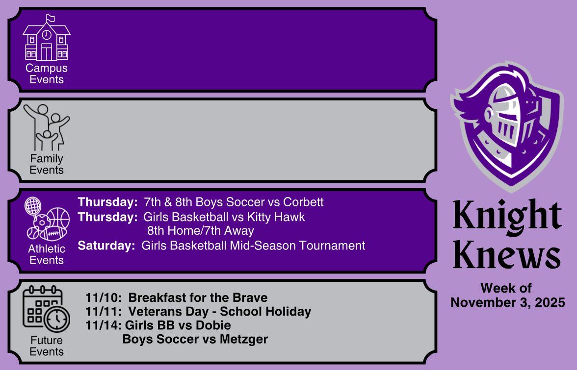LegacyECISD's tweet image. This week at LMS:
Thurs.: Girls BB vs Kitty Hawk
Boys Soccer vs Corbett
Sat.:  Girls BB Mid-Season Tour.

Coming Soon:
11/10: Breakfast for the Brave
11/11:  Veterans Day - School Holiday 
11/14: Girls BB vs Dobie
              Boys Soccer vs Metzger
@ECISDtweets @larson_lms