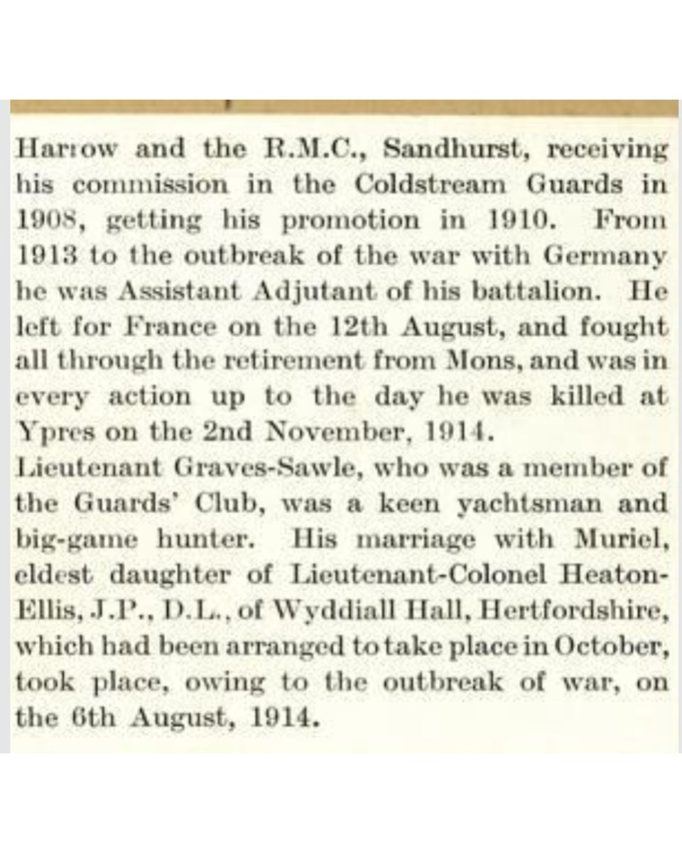 BritishHistorym's tweet image. Remembering Lieutenant Richard Charles Graves-Sawle 🇬🇧

2nd Battalion, Coldstream Guards.

Death: 2 November 1914, killed in action at Ypres, Western Front. 

Commemorated on the Menin Gate Memorial.

#lestweforget @ColdstreamGds #coldstreamguards