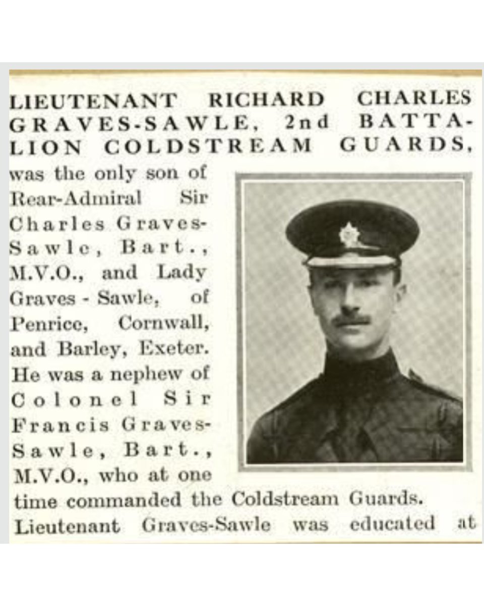 BritishHistorym's tweet image. Remembering Lieutenant Richard Charles Graves-Sawle 🇬🇧

2nd Battalion, Coldstream Guards.

Death: 2 November 1914, killed in action at Ypres, Western Front. 

Commemorated on the Menin Gate Memorial.

#lestweforget @ColdstreamGds #coldstreamguards