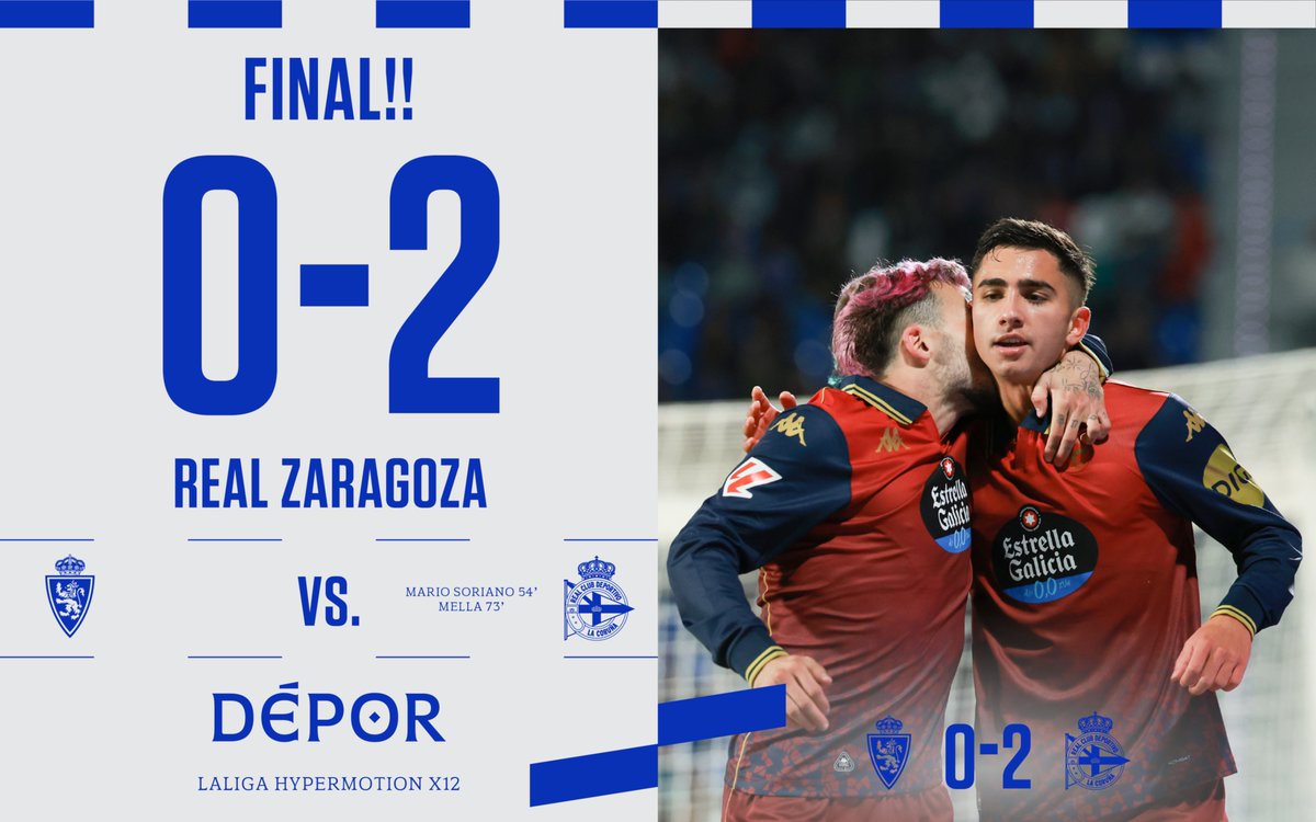 Fiiiiinaaaaal no Ibercaja Estadio!

⏱️ 90+4’ | 0️⃣ - 2️⃣ |

#RealZaragozaDépor #LaLigaHypermotion