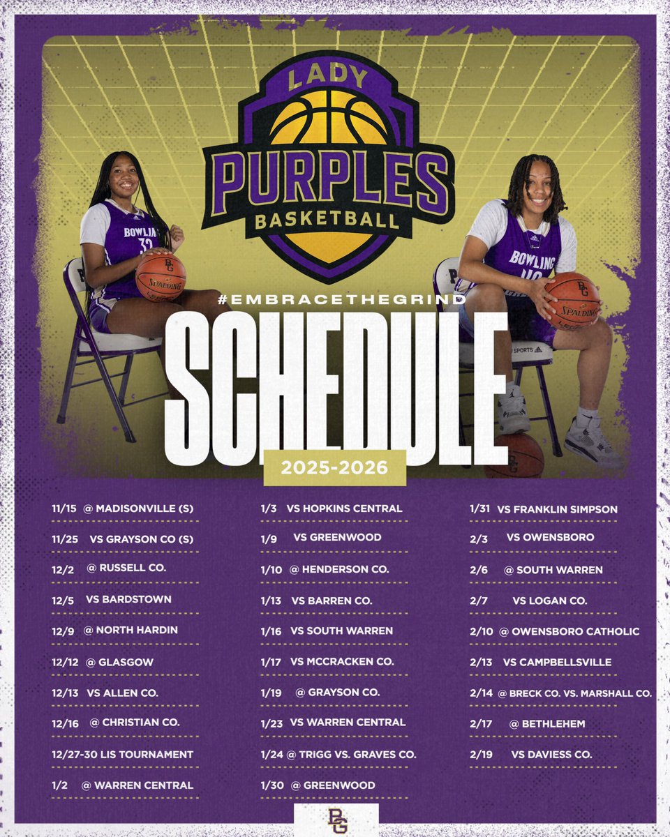LadyPurpleHoops's tweet photo. 2025-2026 Schedule Drop! Let’s Go! 
#EmbraceTheGrind #DoubtYourDoubt https://t.co/BHdf90wzum