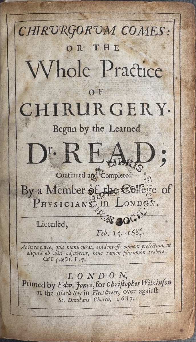 Here’s a good one for your collection. The first book to bring  Tagliacozzi’s plastic surgery, and Fidele’s forensic medicine into English.