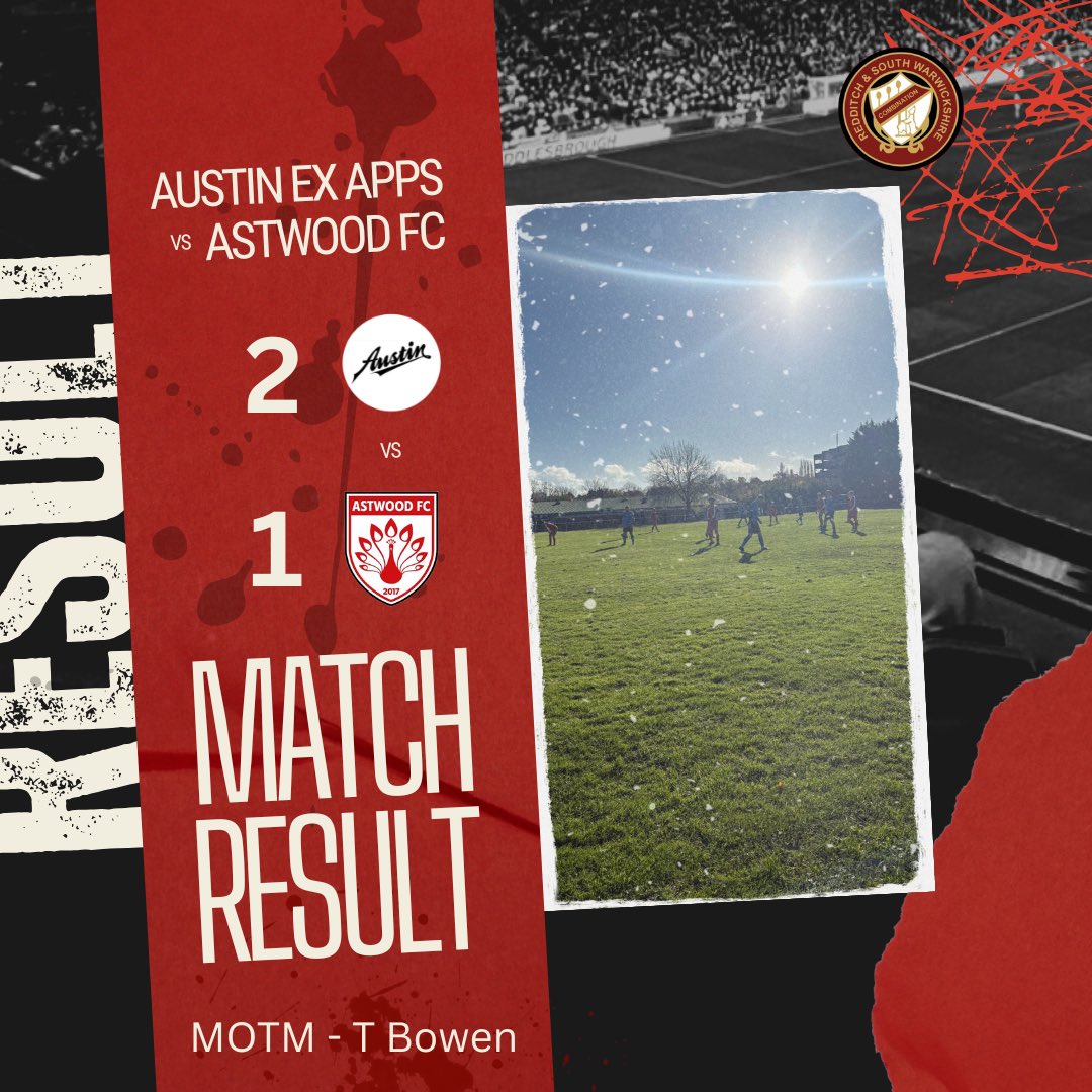 Austin 2 - 1 Astwood

Not meant to be for us this morning. We battled well at times, but overall weren’t at the standard that we’ve set for ourselves recently. A game of fine margins, but we know that to compete in this league we have to be at it, every game.