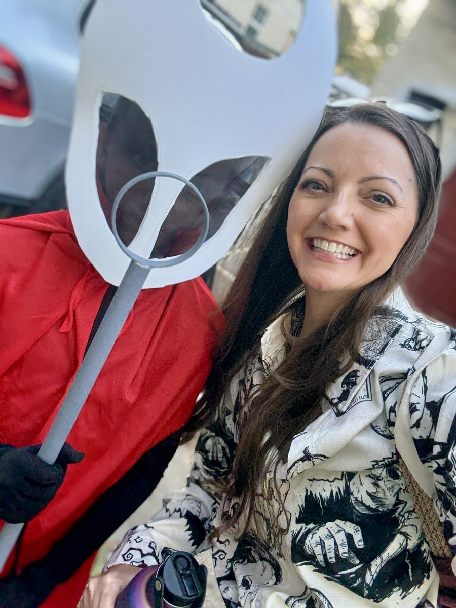 My 10 year old wanted to dress as Hornet from #hollowkinghtsilksong for Halloween - we made 2 masks from scratch and he had SO much fun staying in character all night!