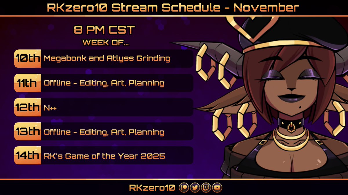 This upcoming week I'll be offline for video editing, planning, art, and not burn myself out. SO I want to post the upcoming schedule ahead of time! You might guess was the game I am talking about on that Friday!