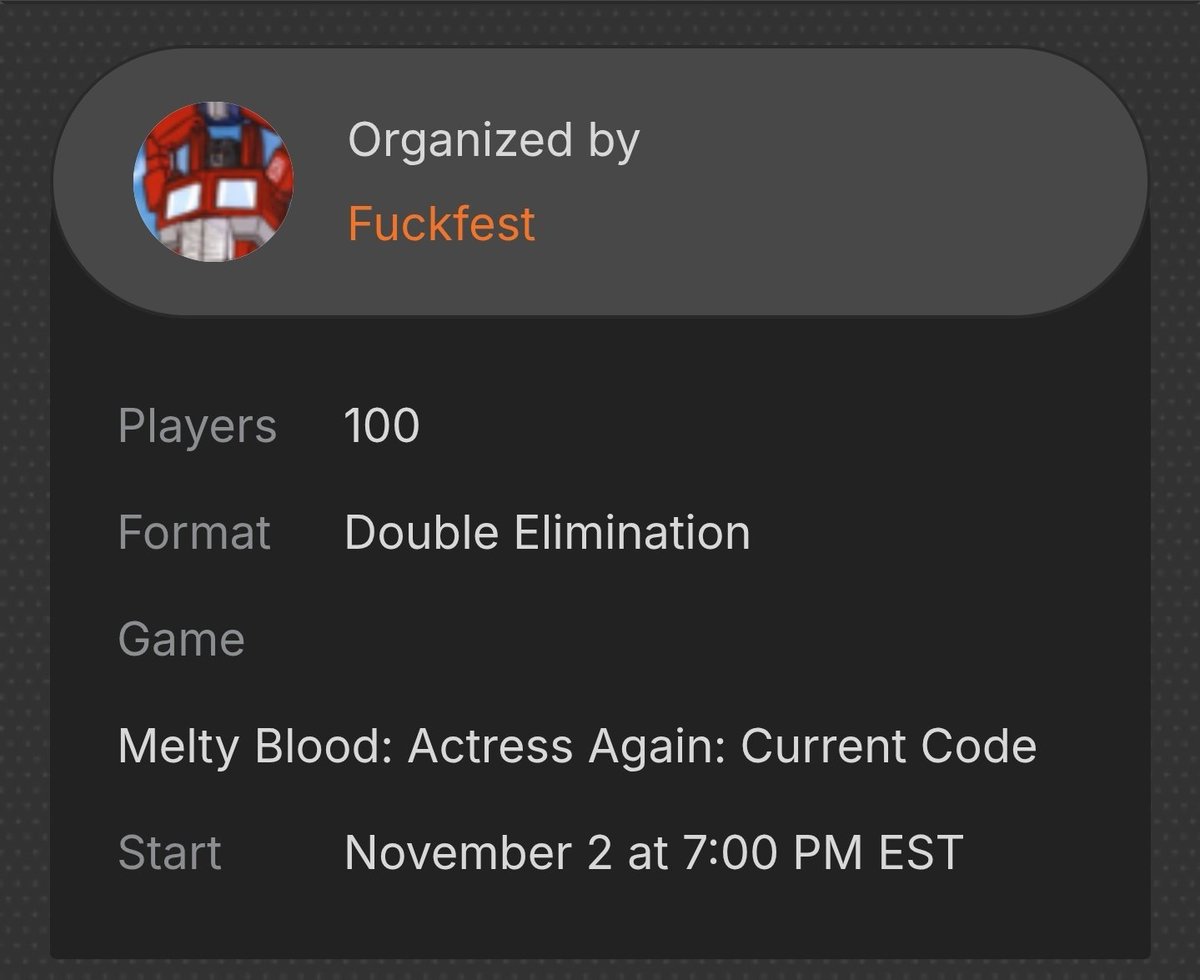 Zap0ke's tweet image. Absolute state of MBAACC in 2025

100 entrants for a netplay beginner/intermediate tournament. Incredible.