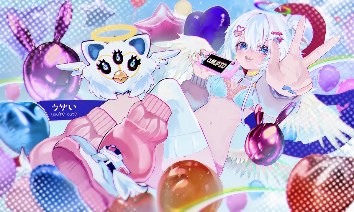 My entry for <a href="/CuwupidVT/">Cuwupid | Angel Vtuber</a>’s Debut Art Contest 
Had so much fun drawing this little glitchy angel from the net-heaven 
#cuwucanvas