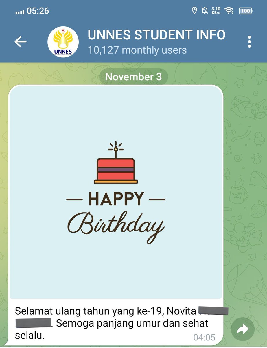 veetanim's tweet photo. diucapin hbd sama bot tele unnes https://t.co/fZyUj97a2E