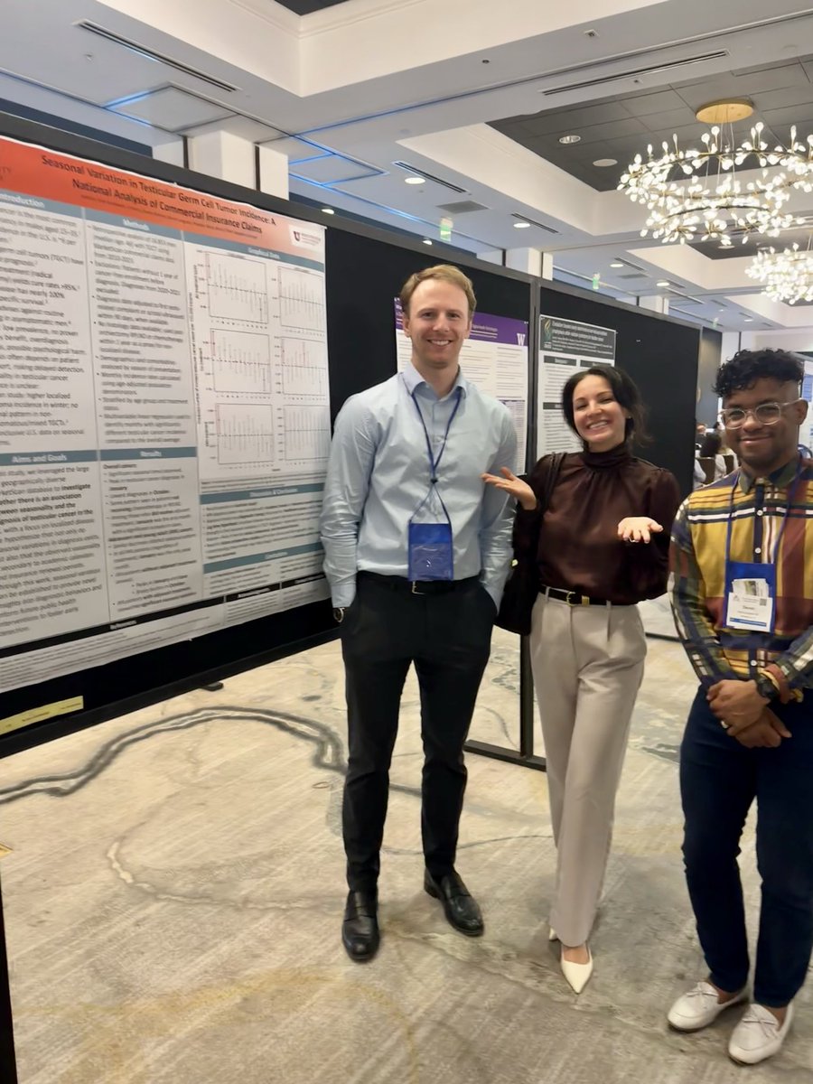 BogdanaSchmidt's tweet image. Proud mentor moment! First @auawest for @brodowski_64443 with his poster on seasonal variation in testicular germ cell tumor and my second opportunity to work with 🤩 @dm_langston. @UtahUrology @UtahUroRes