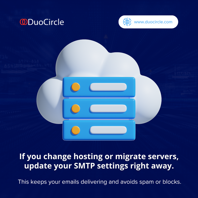 duocirclellc's tweet image. 🌐 If you change hosting or migrate servers, update your SMTP settings right away.

This ensures your emails continue to deliver properly and prevents them from being flagged as spam or blocked by recipient servers.

#DuoCircle #EmailProtection #PhishingProtection