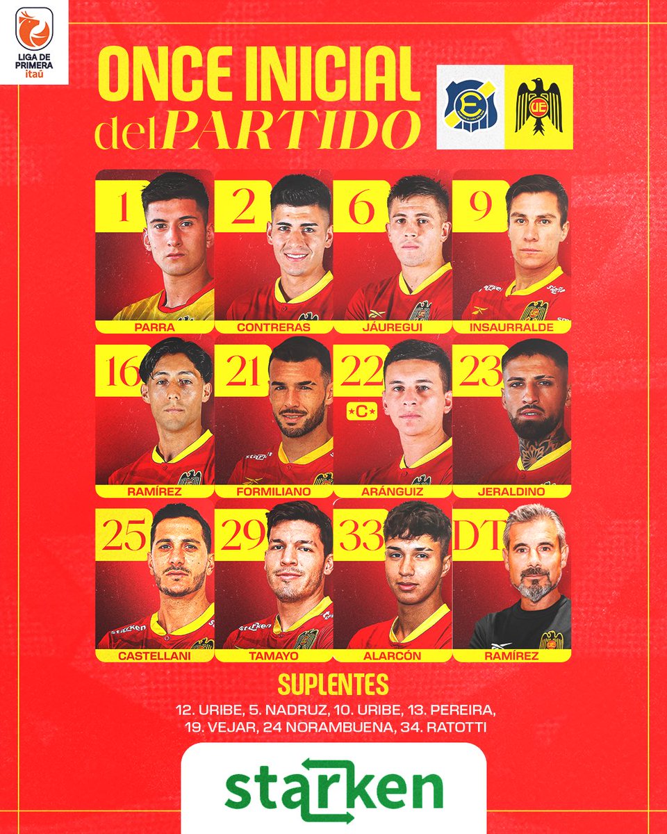 UEoficial's tweet image. ¡Formación @StarkenCL del ROJO! 

A dejar la vida por estos colores ❤️💛