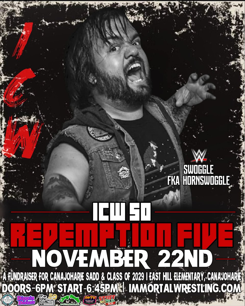 ImmortalCW's tweet photo. #Redemption5 is getting closer and closer! Don't miss out on the final #ICW event of 2025 and support the Canajoharie Class of 2029 &amp; S.A.D.D! Tickets are selling FAST get yours now at https://t.co/8rtSDXUhag https://t.co/rafY0d4Tif