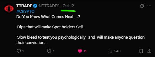 TTRADE9's tweet photo. $VELO

A #VELORIAN sent me an article today that ignited a recent memory. 

The Funny thing is... I though was Mentally Prepared for this Phycological test.   I even talked about it. 

 I knew what they would do to the market next, Manipulation more liquidations, those huge Wicks and Gaps would be attacked.

Sometimes when you are living in that time frame you lose sight of what past lessons have taught us.

Thanks @tk92izi  for the Reminder.  👍