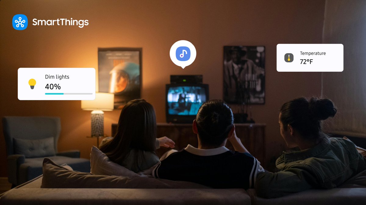 smartthings's tweet image. The days can feel different after a time change. What if your home helped you adjust? Lights turn on as the sun sets earlier, the thermostat changes to keeps you cozy, and the smart speaker plays your playlist to lift your mood. 

Explore smart devices in the #SmartThings app.
