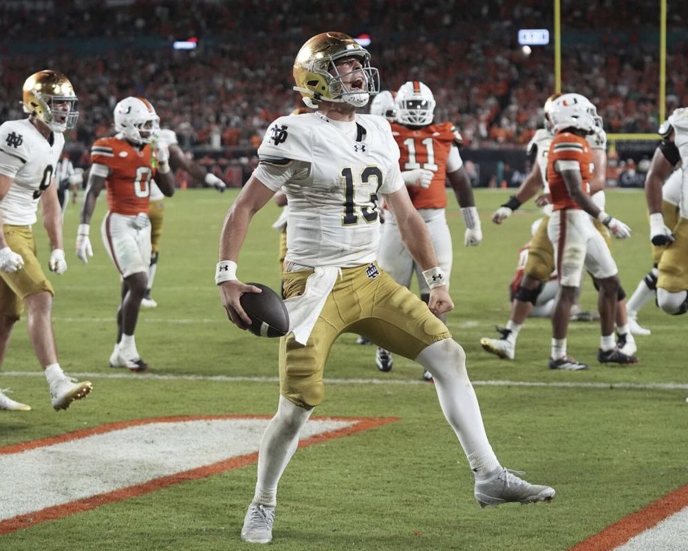 Insidetheirish's tweet image. I’ve seen a lot of debate about this.

Assuming both win out, which 10-2 team would get into the College Football Playoff? 

Notre Dame or Miami?