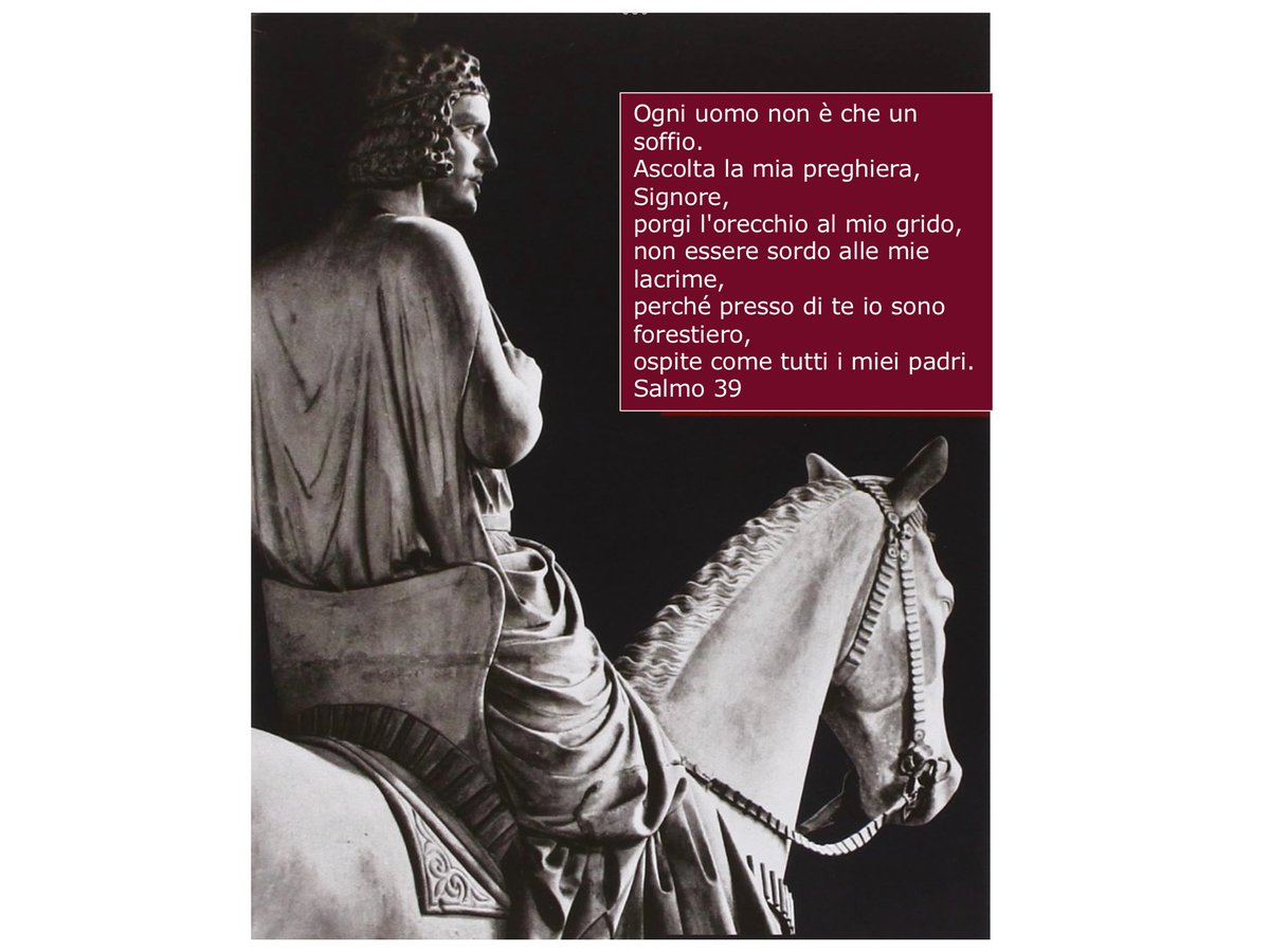 L’enigmatico ‘Cavaliere di Bamberga’, 1230 ca., pietra

Se ne sta a mezza altezza su un pilastro della cattedrale di B. da 800 anni. Un giovane imberbe, con insegne regali, fronte aggrottata, sguardo intento, bocca stupita.

Ma nessuno sa chi è.

La nostra vita… come un soffio.