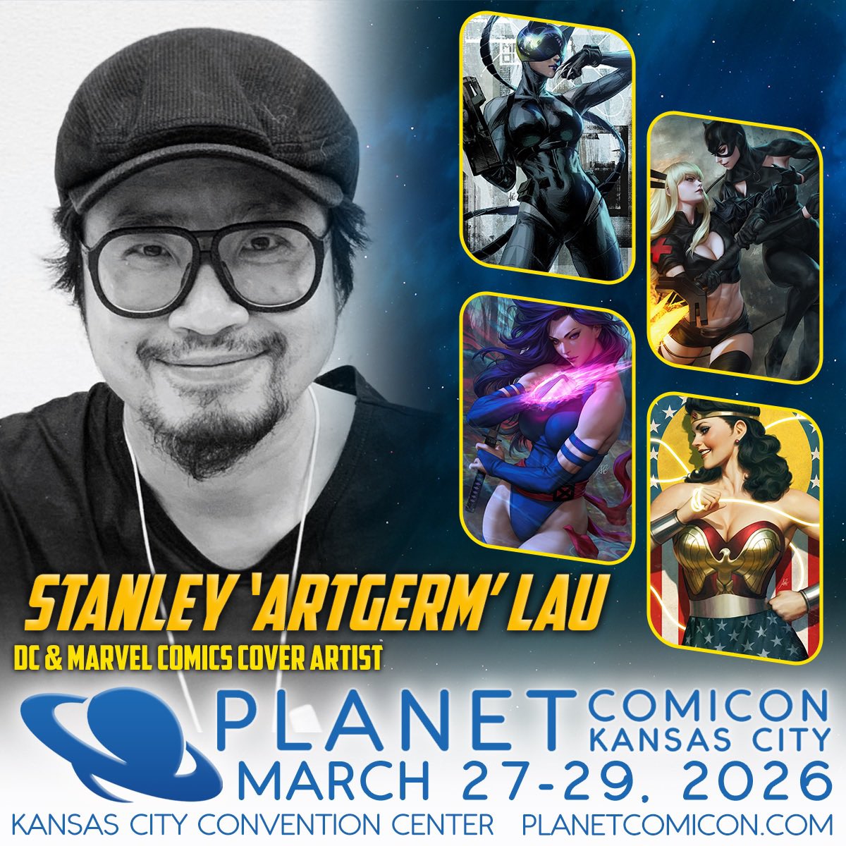 💥 In a rare appearance to the states direct from Singapore - we are thrilled to have Stanley "Artgerm" Lau join us all 3 days at Planet Comicon Kansas City!

🎟️Tickets at planetcomicon.com
