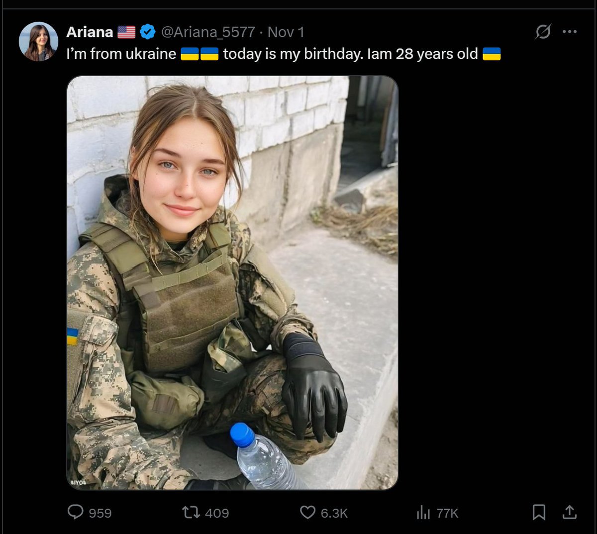 brockpierson's tweet image. Call me crazy but I do not believe this is true at all and actually think you are a disgusting human for using this for engagement bait. You should be banned immediately.

Over the last 2 days you said you are both a Ukranian, and Norwegian girl. Appear to be in the military, but…
