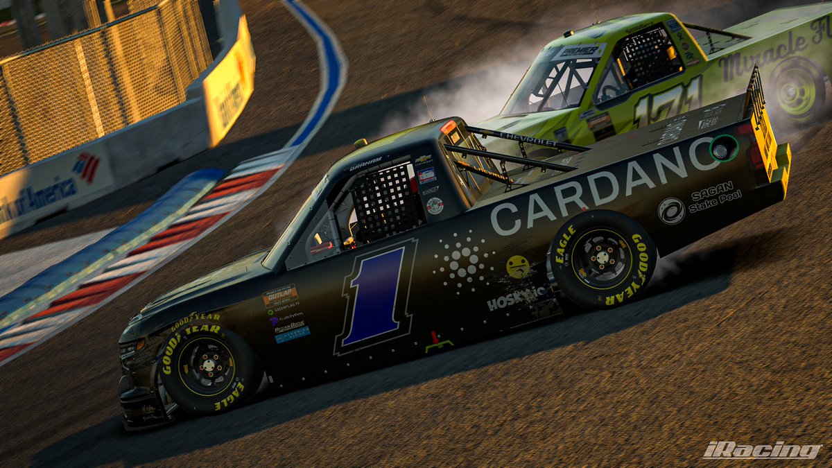 bone_pool's tweet image. Thanks for the shout.
If you or anyone reading along has an interest in showcasing Cardano projects for a race or two.. just send a DM.
Also another friend from @iRacing is keeping a Wednesday night Truck going with the original paint.