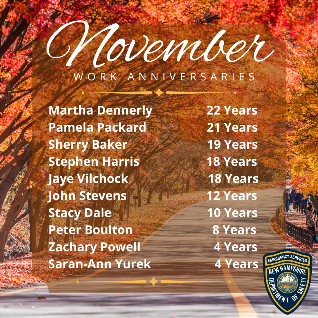We are thankful for the work these incredible people do every day so that New Hampshire 911 can locate, communicate and connect people in an emergency with the help they need. 
Thank you and happy work anniversary!